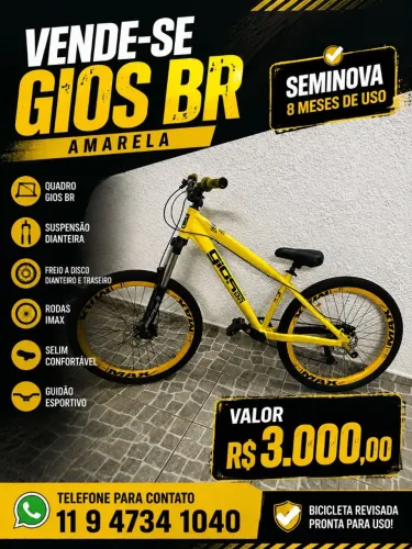 Bike Gios Br amarela aro 26