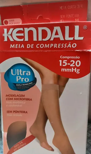 Meia Kendall média compressão 3/4 sem ponteira cor mel