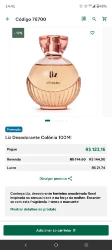 Desodorante Liz do Boticário 