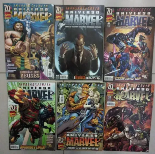 6 Hqs Universo Marvel - 1ª Série/Panini - saga Invasão Secreta - nº 47-52 - 2009 excelent
