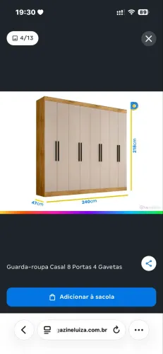 Guarda roupa casal 8 portas