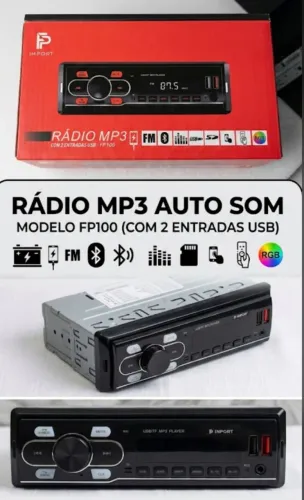 RÁDIO AUTOMOTIVO MP3 IMPORT FP100 - COMPLETO E MODERNO
