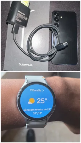 Kit Samsung: Galaxy S25+ + Galaxy Watch7 44mm, com nota fiscal, garantia