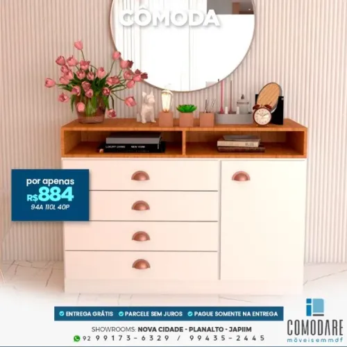 Cômoda 1 Porta 4 Gavetas R$ 884