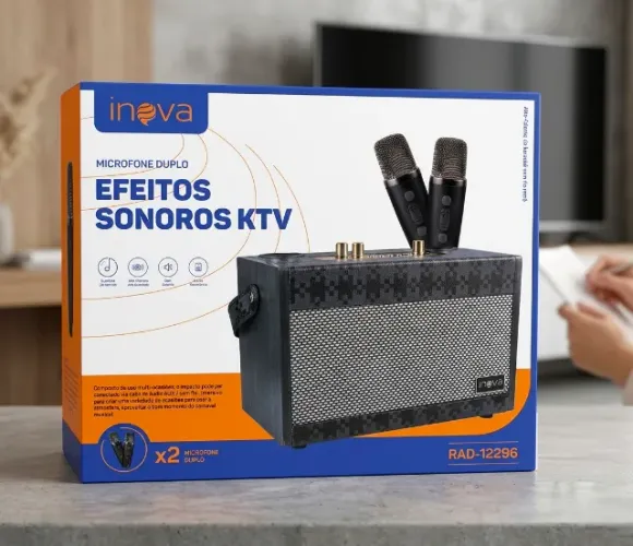 Caixa de Som Bluetooth 30W com Karaokê + 2 Microfone Inova RAD-12296 