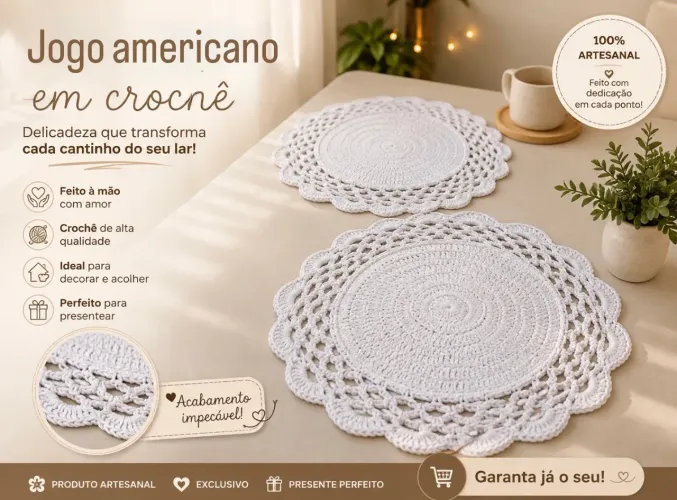 Jogo americano crochê