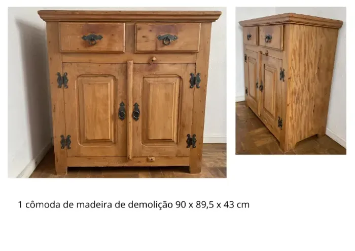 Cômoda de madeira de demolição