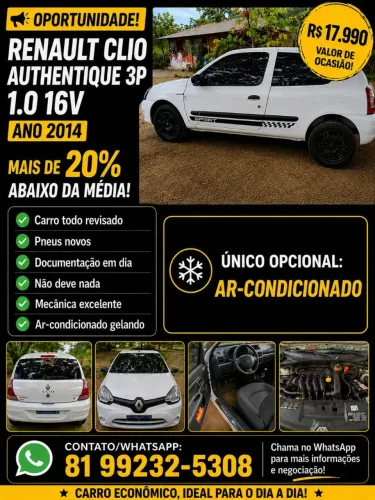 Renault Clio Authentique 1.0/1.0 Hi-power 16V 3P 2014