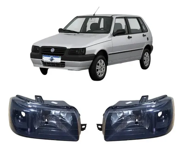Par Farol Fiat Uno Fiorino Mascara Negra 2004 Até 2013 Ambos Lados