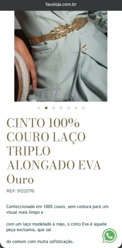 Cinto FAUS dourado em couro legítimo, com etiqueta ? tamanho M