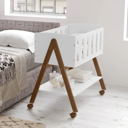 Mini Berço Sissi Branco | Vira Escrivaninha e Cesto Brinquedo | Inmetro Branco