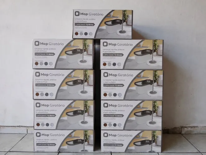 Mop Giratório Dnomni 360° com Balde Inox + Refil Extra