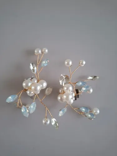  Broche / Clipe de sapato com pérolas falsas e strass 