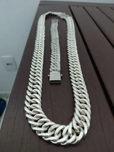 Cordao e pulseira de prata total 500 gramas