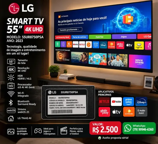 Vendo TV LG 55 polegadas, LEIA A DESCRIÇÃO!!