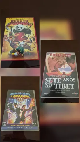 Lote 3 DVDs Originais - Kung Fu Panda 2, Sharkboy E Lavagirl, Sete Anos No Tibet