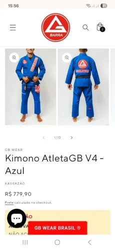 Kimono Gracie barra A2 azul modelo v4 competition novo sem uso
