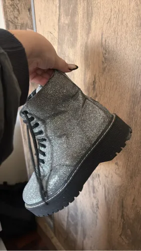 Coturno de glitter prata