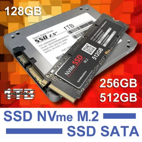 SSD p/ PC e Notebook de 128GB a 512GB, SATA Drive, M2, NVme, Interno, Novos/Novíss, Garant