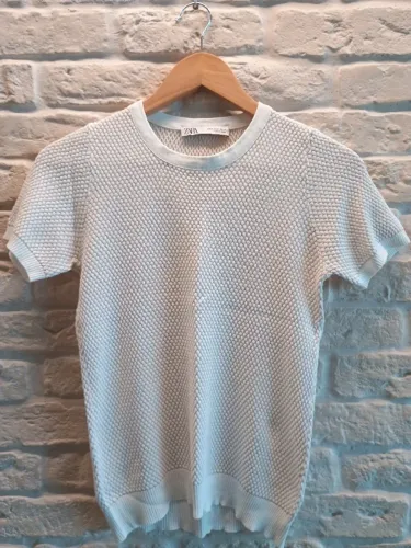 Blusa Zara em tricô branca tam M - nova