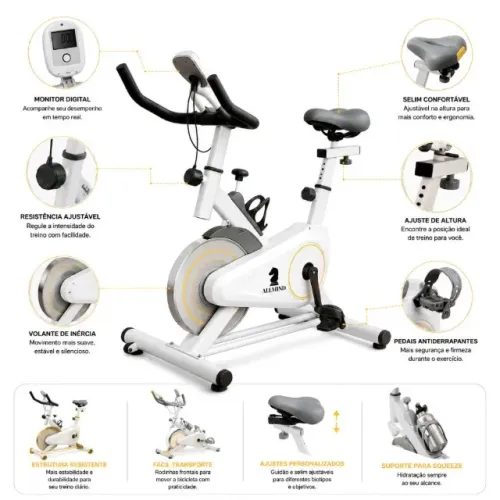 PROMOÇÃO Bike Ergométrica Fitness 8kg 120kg Painel Digital Achadinho Shopee