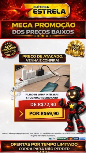 Filtro de Linha Intelbras 5 Tomadas 1 Metro - Promoção Especial Elétrica Estrela