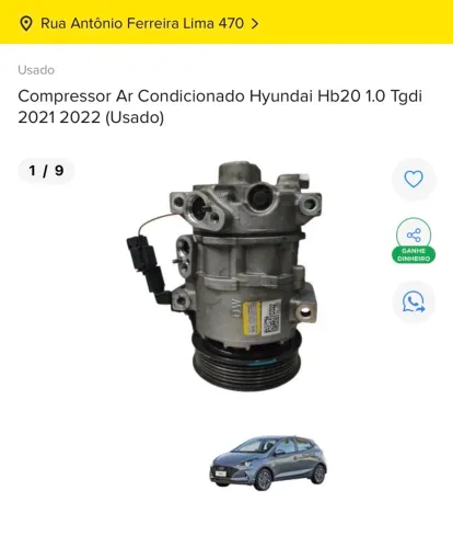 COMPRESSOR AR CONDICIONADO HYUNDAI HB20 1.0 TGDI 2021 2022