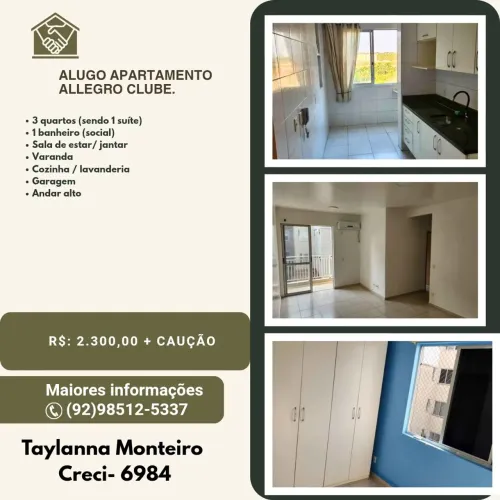 Alugo Apartamento Allegro 3 quartos.
