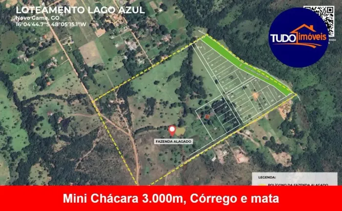 TUDO IMÓVEIS - VENDE MINI CHÁCARA NO NOVO GAMA-GO, HÁ 5 KM DO GAMA. 3MIL METROS, RIO E MAT