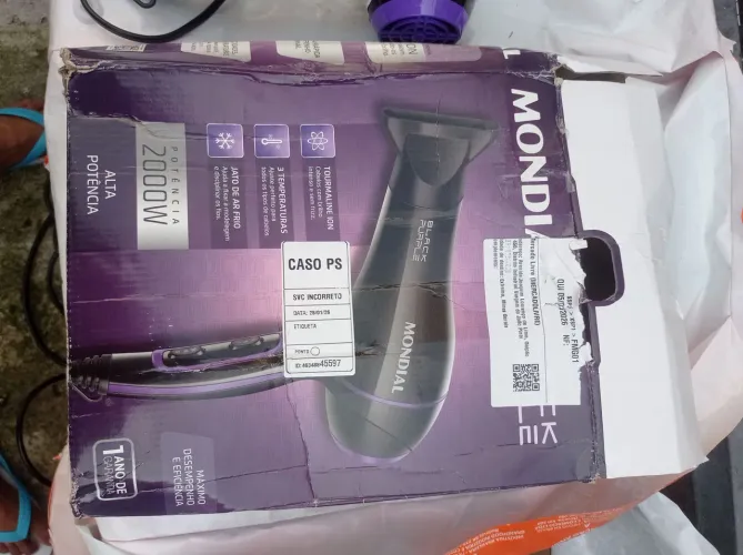 Secador de Cabelos Mondial 2000W SCN-01 - Preto/Violeta - 220V