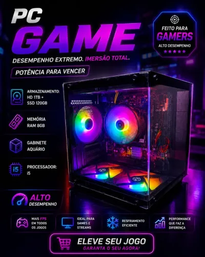 PC GAME i5 8GB MEMÓRIA + HD 1tb+ SSD 120GB