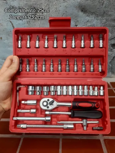 Kit De Ferramentas De Aço Cromo-Vanádio, 46 Peças. Novo, Prático para Casa, Moto, Carro.