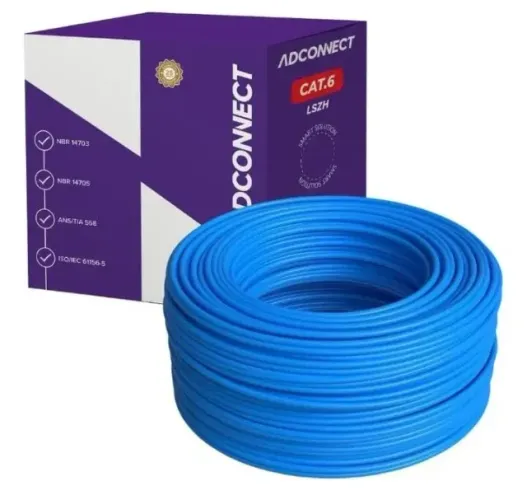 Cabo de Rede Cat6 305m Azul LSZH UTP AD Connect Caixa