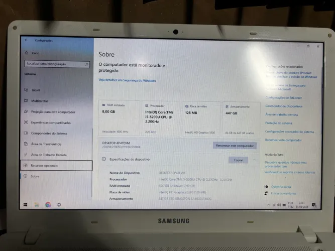 Notebook Samsung Core i5 | 8GB RAM | SSD 480GB