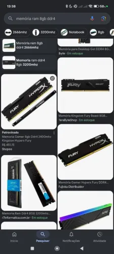 Memória ram ddr4 4x4 gb 2666