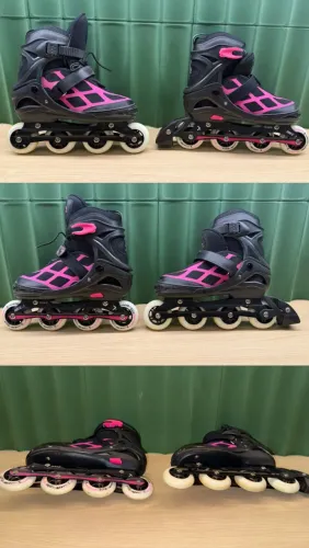 Kit Completo Patins Rosa Traxart 37-40 + Capacete + Proteções + Bolsa