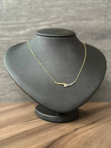 Corrente / Colar Ouro 18k Bicolor com Pedras - 3.5g