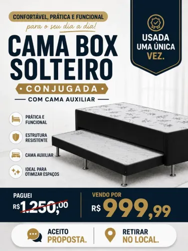 Cama box solteiro com cama auxiliar. Excelente estado! Usada apenas uma vez. Confortável!!