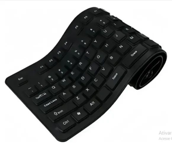Teclado Flexível Silicone MaxPrint Usb Preto Abnt 2 Portátil Pc Tab