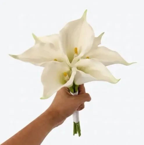 Buquê com 7 Copo de Leite Flores Artificial Noiva Casamento 
