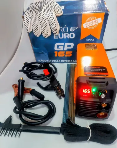 Máquina De Solda Pró Euro Gp165a Bivolt Digital + Eletrodo + Luva + Escova