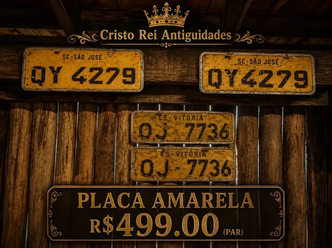 Placa amarela de carro antiga