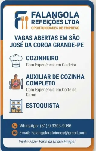 VAGAS COZINHA INDUSTRIAL 