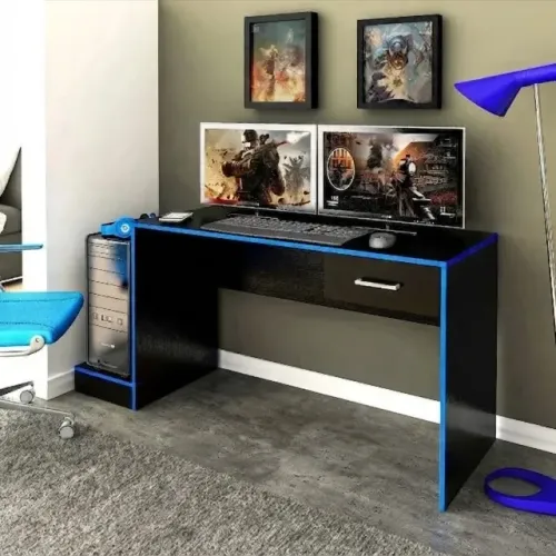 Mesa gamer preto azul FRETE GRATIS