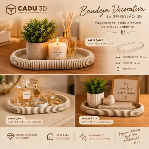 Bandeja para decoração de Natal, bandeja decorativa e impressão 3D.