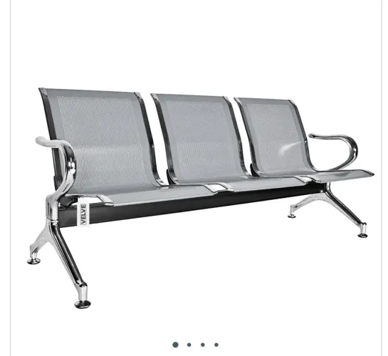 Longarina 3 Lugares Cadeira de Espera Cinza