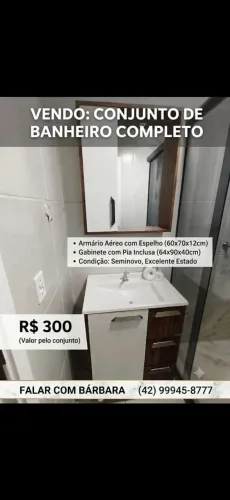 VENDO: Conjunto de Armários para Banheiro (Com Pia e Espelho)