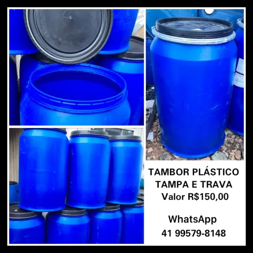 Barril limpo com tampa de encaixe, bombona com tampa 200 litros, trava de metal