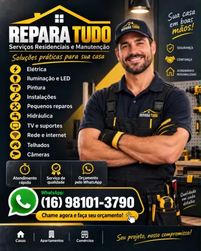 REPARA TUDO - SERVIÇOS RESIDENCIAIS Precisou de um reparo em casa? Nós resolvemos!