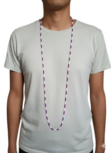 Guia De Nanã Tradicional Em Tons De Roxo E Branco  58 Cm